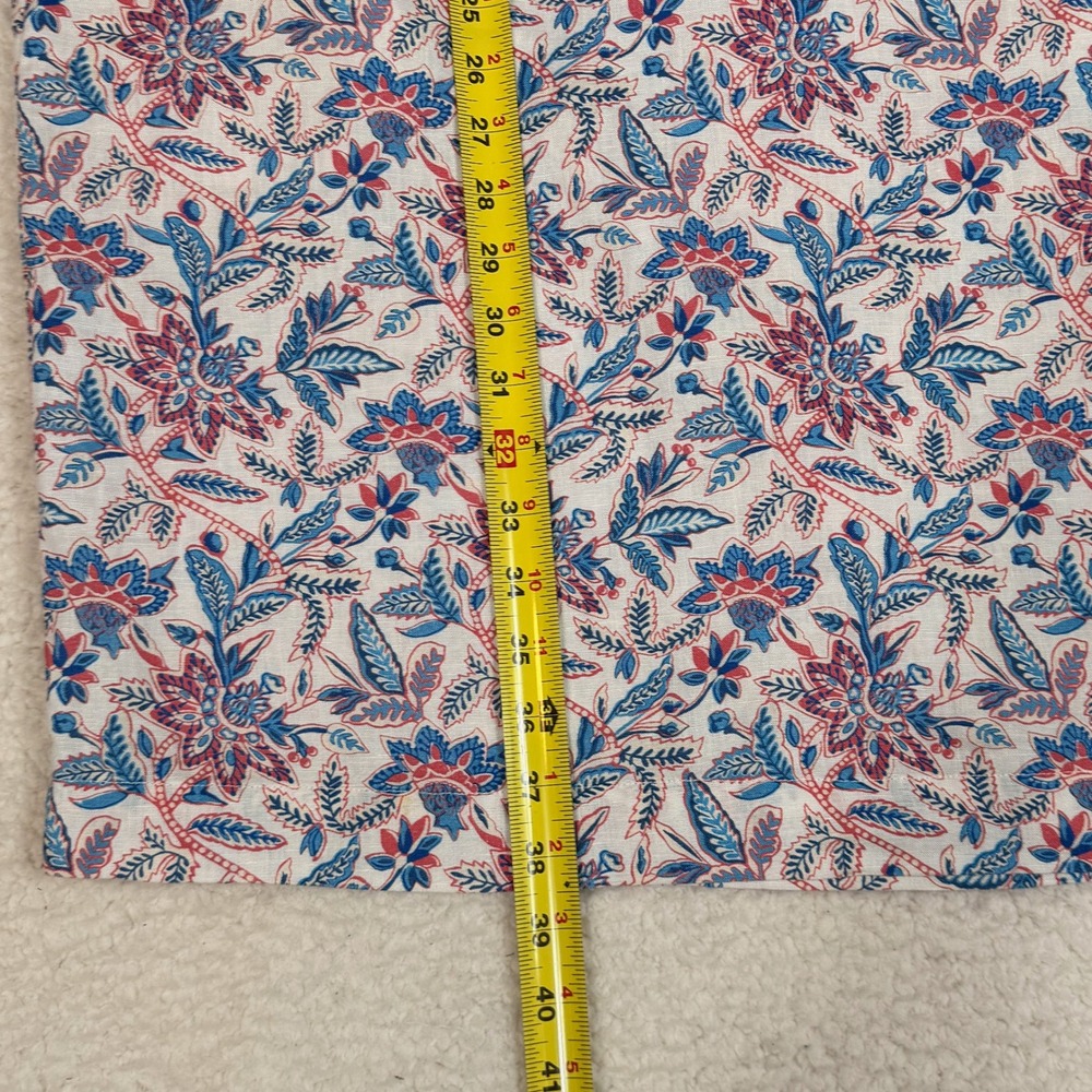 J.McLaughlin Nylee Dress Womens Medium Linen Blue Pink Floral Shift Split Neck - Picture 10 of 10
